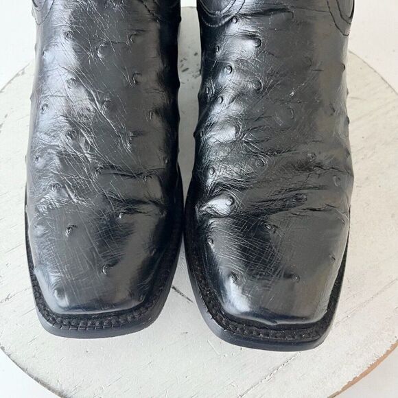 Rod Patrick Mens Cowboy Boots Size 9.5A Womens 11A Black Full Quill Ostrich - Picture 6 of 12